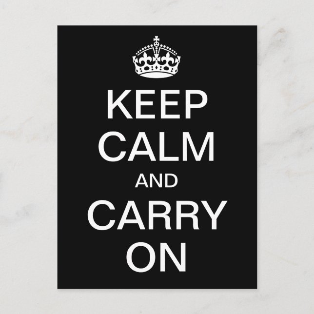 Personalised KEEP CALM and CARRY ON - white words Postcard (Front)