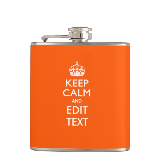 Personalised KEEP CALM AND Edit Text Hip Flask (Front)