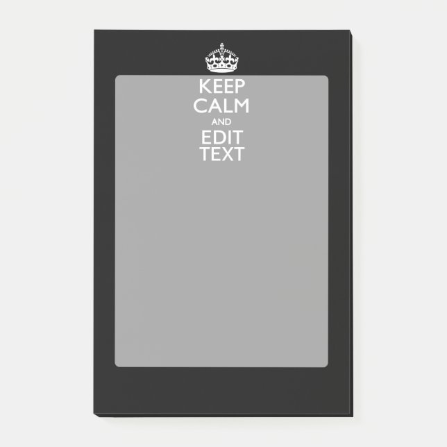 Personalised Keep Calm And Edit Text on Black Post-it Notes (Front)