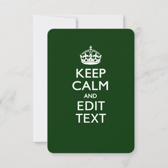 Personalised KEEP CALM AND Edit Text on Green (Front)