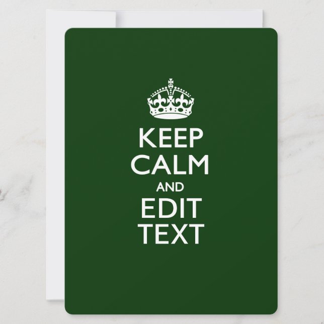 Personalised KEEP CALM AND Edit Text on Green (Front)