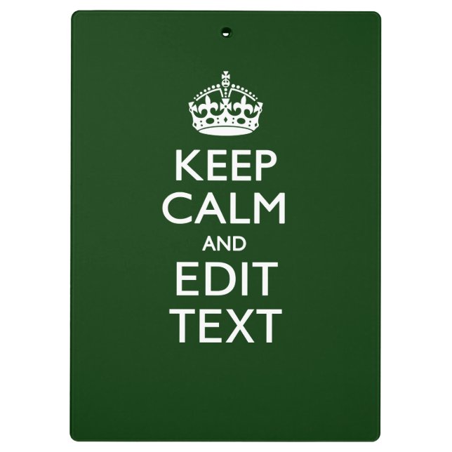 Personalised KEEP CALM AND Edit Text on Green Clipboard (Back)