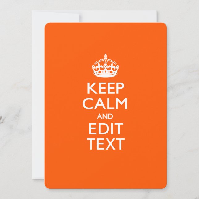 Personalised KEEP CALM AND Edit Text on Orange (Front)
