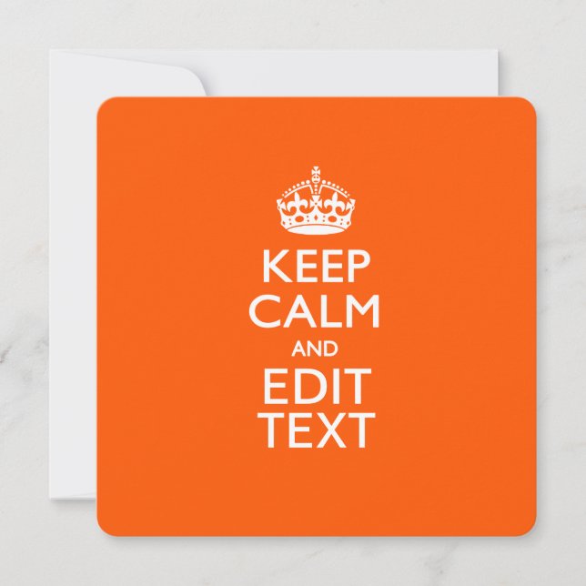 Personalised KEEP CALM AND Edit Text on Orange (Front)
