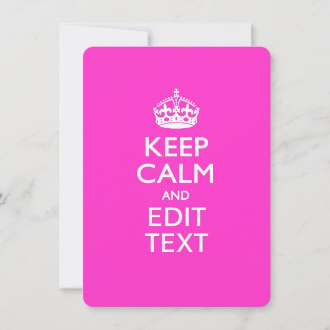 Personalised KEEP CALM AND Edit Text on Pink (Front)