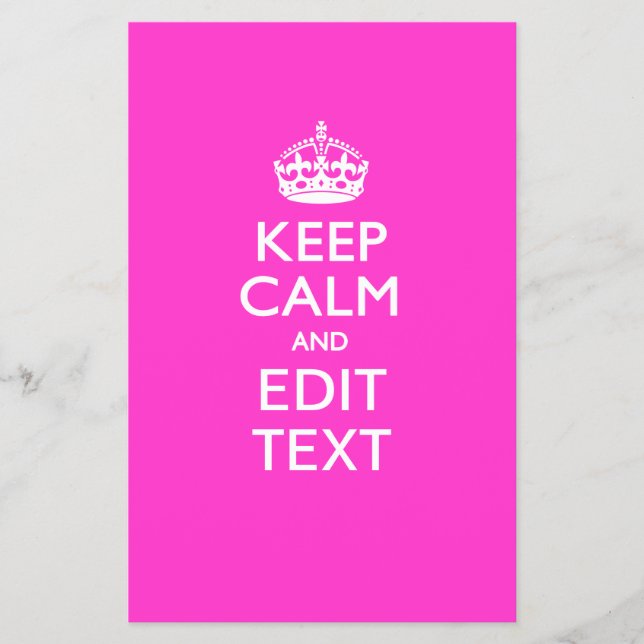 Personalised KEEP CALM AND Edit Text on Pink Flyer (Front)
