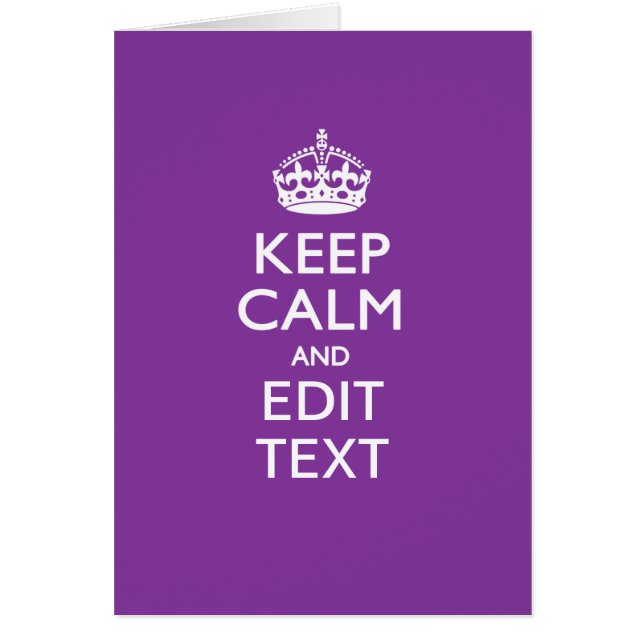 Personalised KEEP CALM AND Edit Text on Purple (Front)