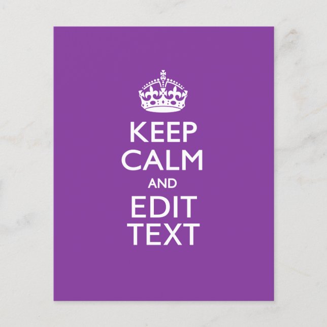 Personalised KEEP CALM AND Edit Text on Purple (Front)