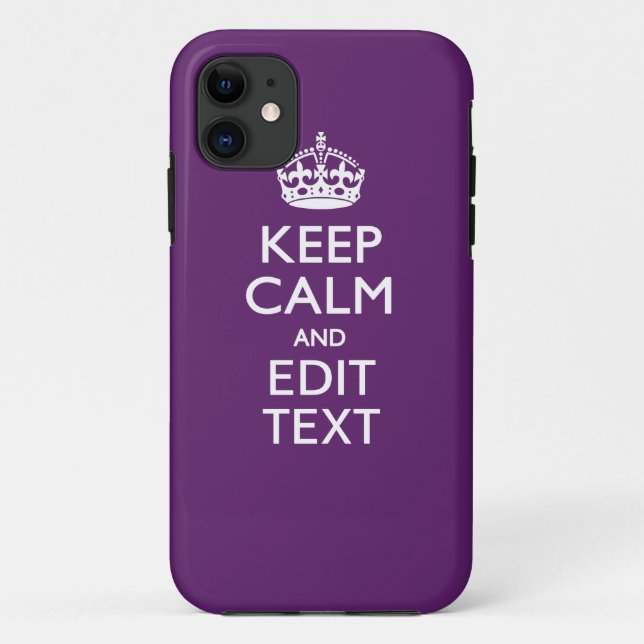 Personalised KEEP CALM AND Edit Text on Purple Case-Mate iPhone Case (Back)