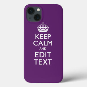 Personalised KEEP CALM AND Edit Text on Purple iPhone 13 Case