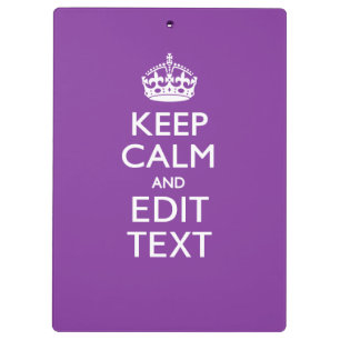 Personalised KEEP CALM AND Edit Text on Purple Clipboard