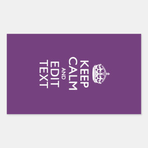 Personalised KEEP CALM AND Edit Text on Purple Rectangular Sticker