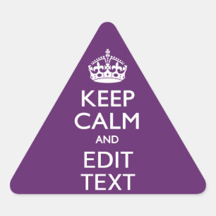 Personalised KEEP CALM AND Edit Text on Purple Triangle Sticker