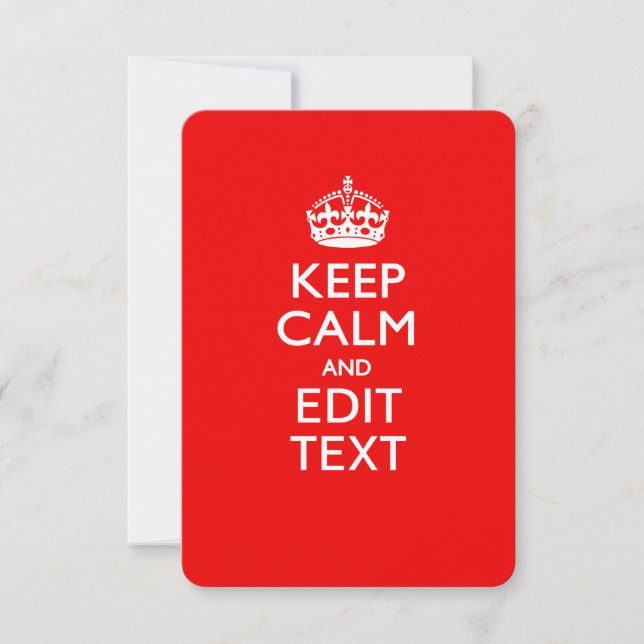 Personalised KEEP CALM AND Edit Text on Red (Front)