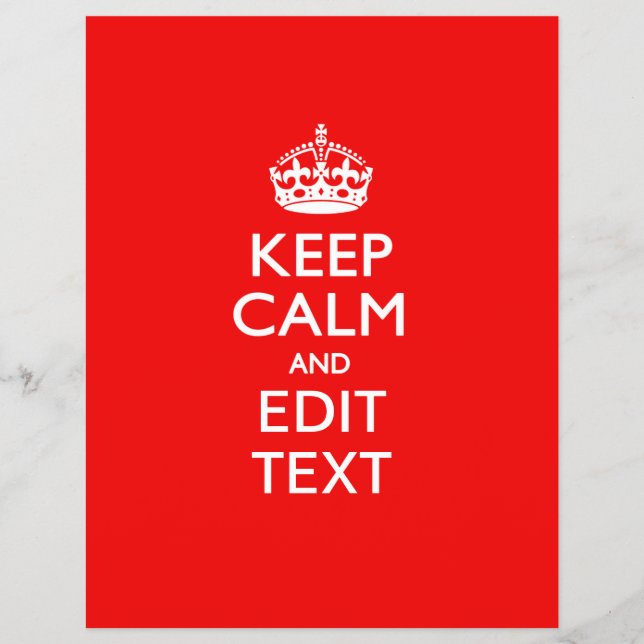 Personalised KEEP CALM AND Edit Text on Red Flyer (Front)