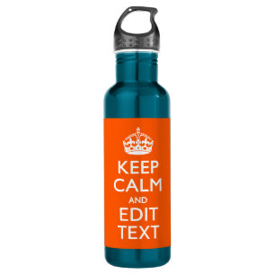 Personalised KEEP CALM AND Edit Text Orange 710 Ml Water Bottle