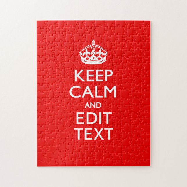 Personalised Keep Calm And Edit Text Red Decor Jigsaw Puzzle (Vertical)