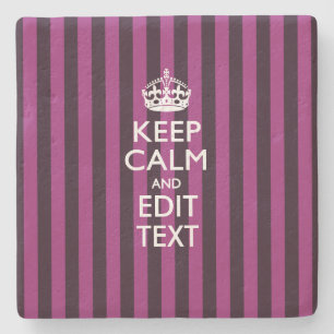 Personalised Keep Calm And Have Your Text Fuchsia Stone Coaster