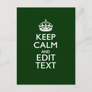 Personalised Keep Calm And Have Your Text on Green Postcard