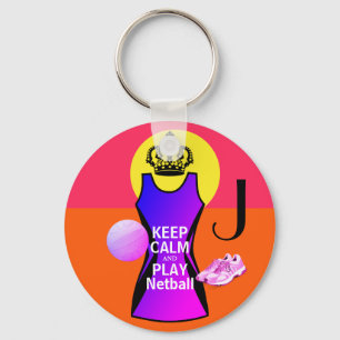 Personalised Keep Calm and Play Netball Key Ring