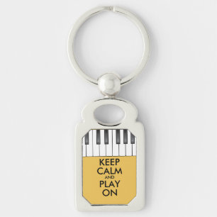 Personalised KEEP CALM and PLAY ON -Keyboard piano Key Ring
