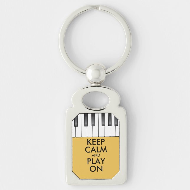 Personalised KEEP CALM and PLAY ON -Keyboard piano Key Ring (Front)
