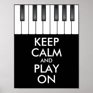 Personalised KEEP CALM and PLAY ON -Keyboard piano Poster