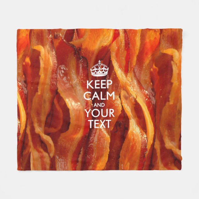 Personalised Keep Calm And Your Bacon Fleece Blanket (Front (Horizontal))