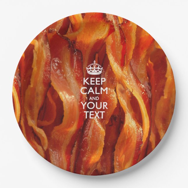 Personalised Keep Calm And Your Bacon Paper Plate (Front)