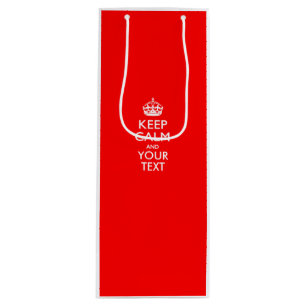 Personalised KEEP CALM AND Your Creative Text Wine Gift Bag