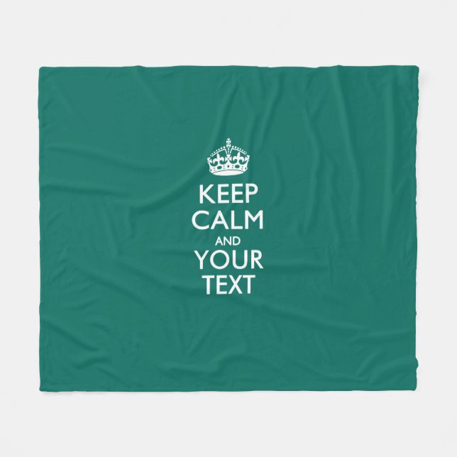 Personalised Keep Calm And Your Text Aqua Fleece Blanket (Front (Horizontal))