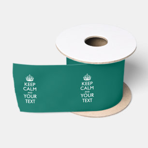 Personalised Keep Calm And Your Text Aqua Satin Ribbon