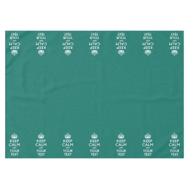 Personalised Keep Calm And Your Text Aqua Tablecloth (Front (Horizontal))