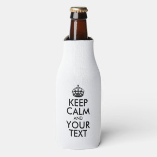 Personalised KEEP CALM and YOUR TEXT - black words Bottle Cooler