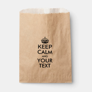 Personalised KEEP CALM and YOUR TEXT - black words Favour Bags