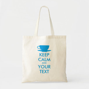 Personalised KEEP CALM and YOUR TEXT - blue cap Tote Bag