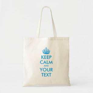 personalised KEEP CALM and YOUR TEXT - blue Tote Bag