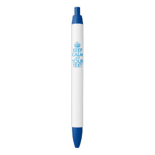 Personalised KEEP CALM and YOUR TEXT - blue words Ink Pen