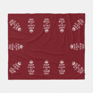 Personalised Keep Calm And Your Text Burgundy Fleece Blanket