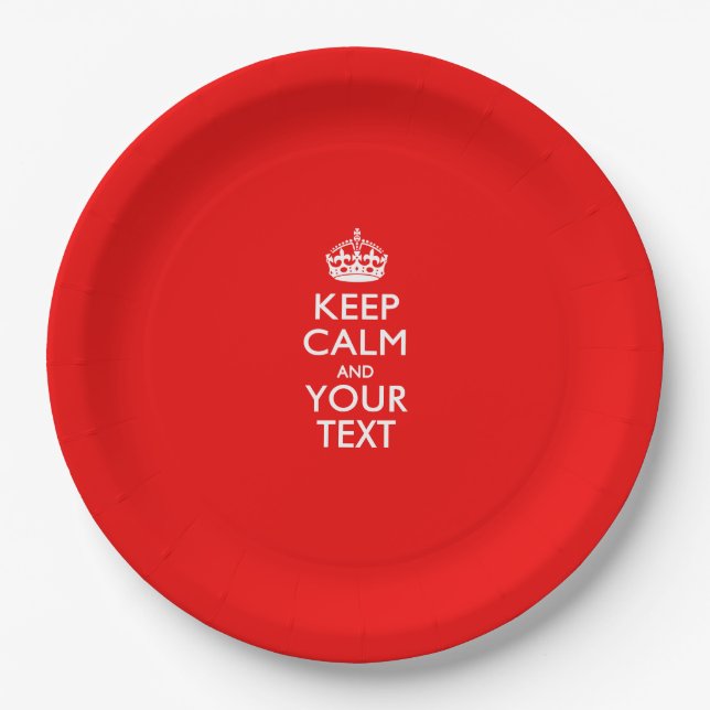 Personalised Keep Calm And Your Text Coral Paper Plate (Front)