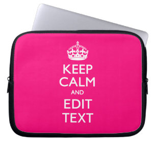 Personalised KEEP CALM AND Your Text EASILY PINK Laptop Sleeve