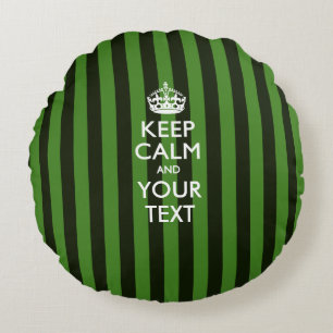 Personalised KEEP CALM AND Your Text for green Round Cushion