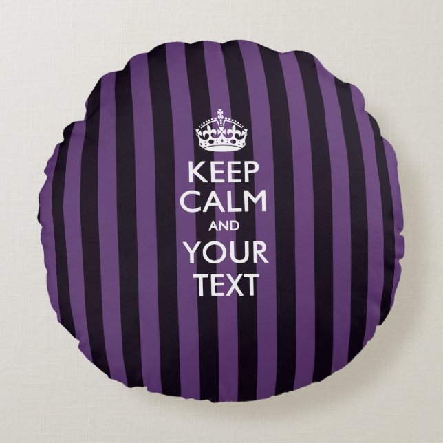 Personalised KEEP CALM AND Your Text for Purple Round Cushion (Front)