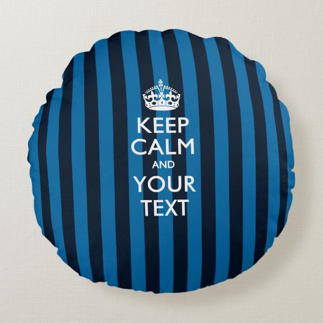 Personalised KEEP CALM AND Your Text for Sky Blue Round Cushion (Front)