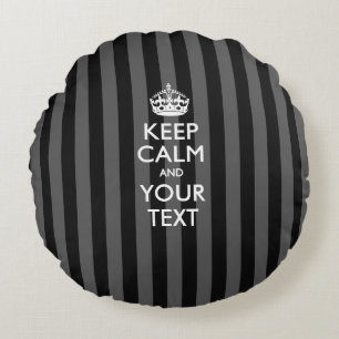 Personalised KEEP CALM AND Your Text for Stripes Round Cushion