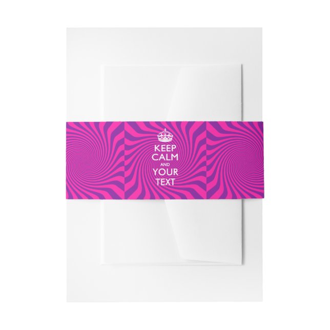 Personalised KEEP CALM AND Your Text Girly Invitation Belly Band (Front Example)
