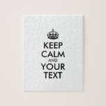 Personalised KEEP CALM and YOUR TEXT Jigsaw Puzzle<br><div class="desc">Personalised KEEP CALM and YOUR TEXT. Edit this design template - CREATE YOUR TEXT</div>