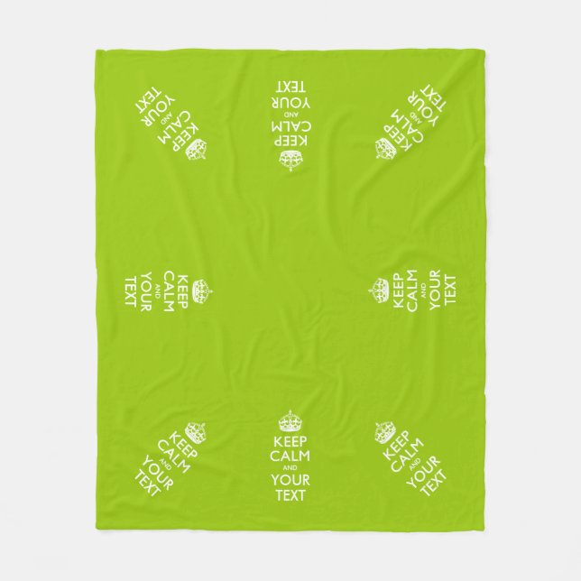 Personalised Keep Calm And Your Text Lime Green Fleece Blanket (Front)
