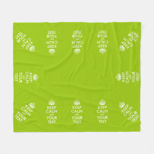 Personalised Keep Calm And Your Text Lime Green Fleece Blanket