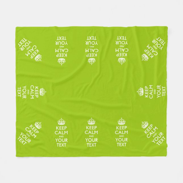 Personalised Keep Calm And Your Text Lime Green Fleece Blanket (Front (Horizontal))